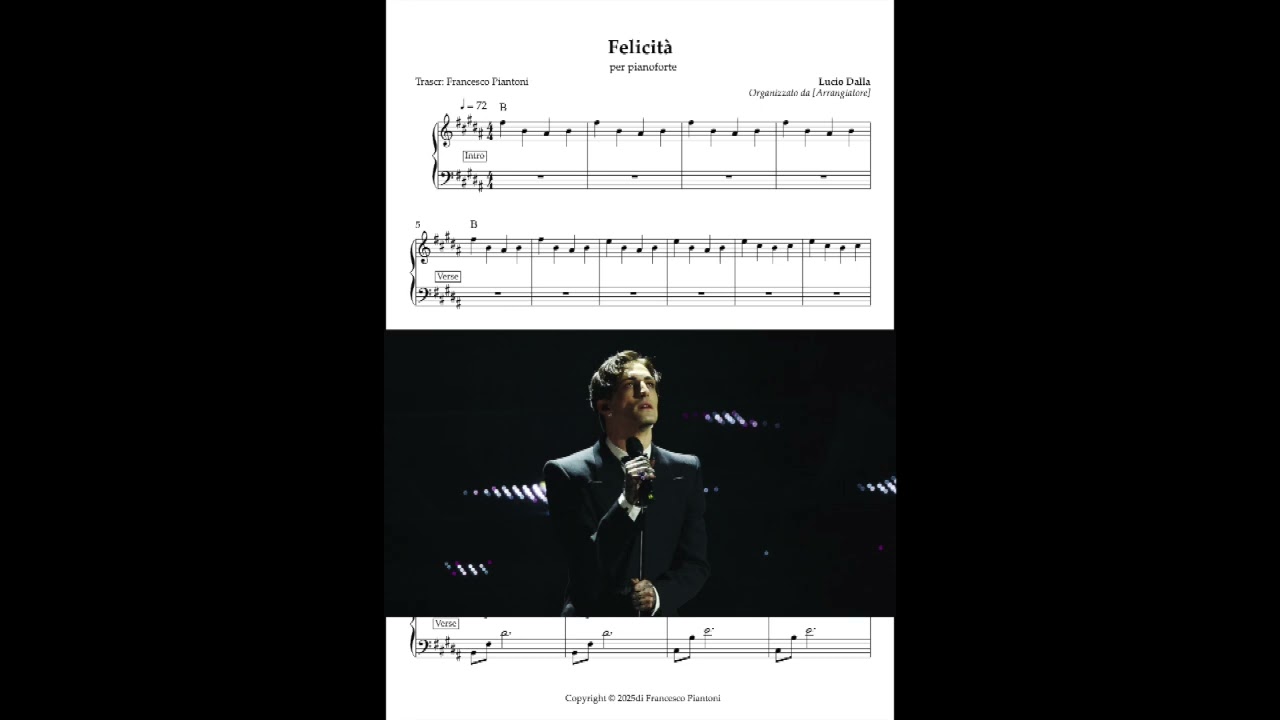 Felicit&agrave; - Damiano David, Lucio Dalla Sanremo 2025 piano e voce