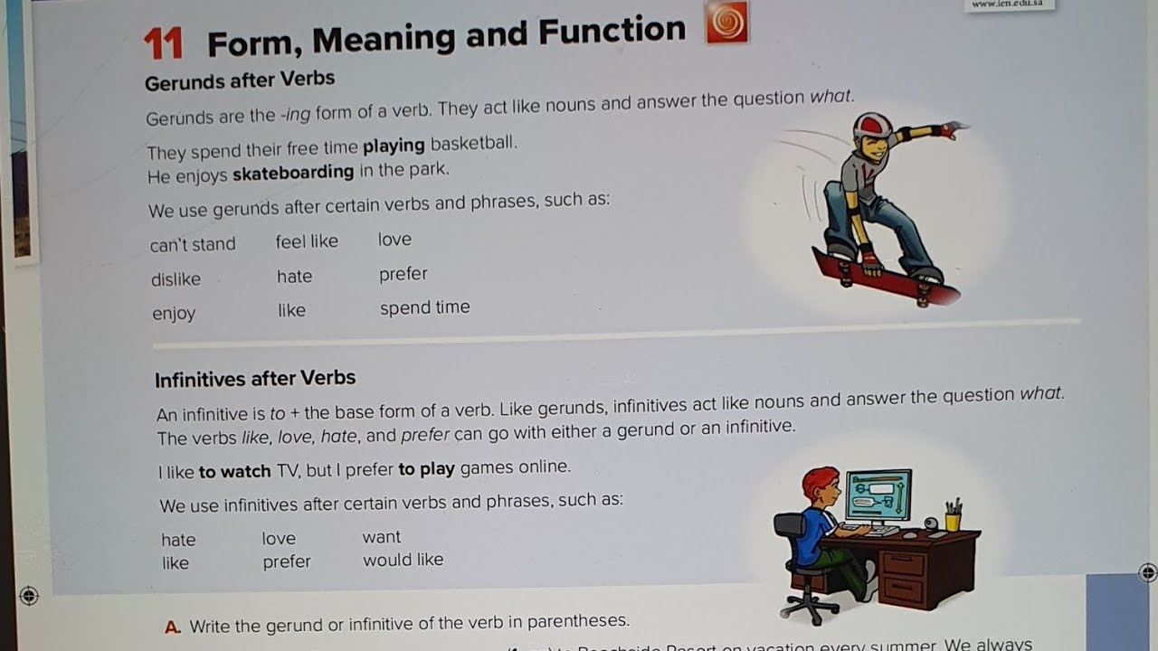 Gerunds after verbsاولى متوسط الفصل لاول