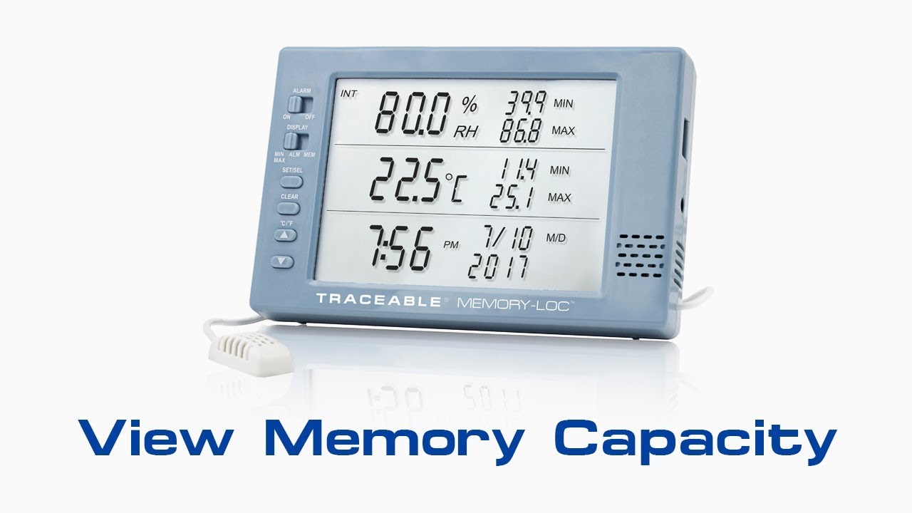 Memory-Loc Datalogging Traceable Hygrometer - View Memory Capacity Instructional Video