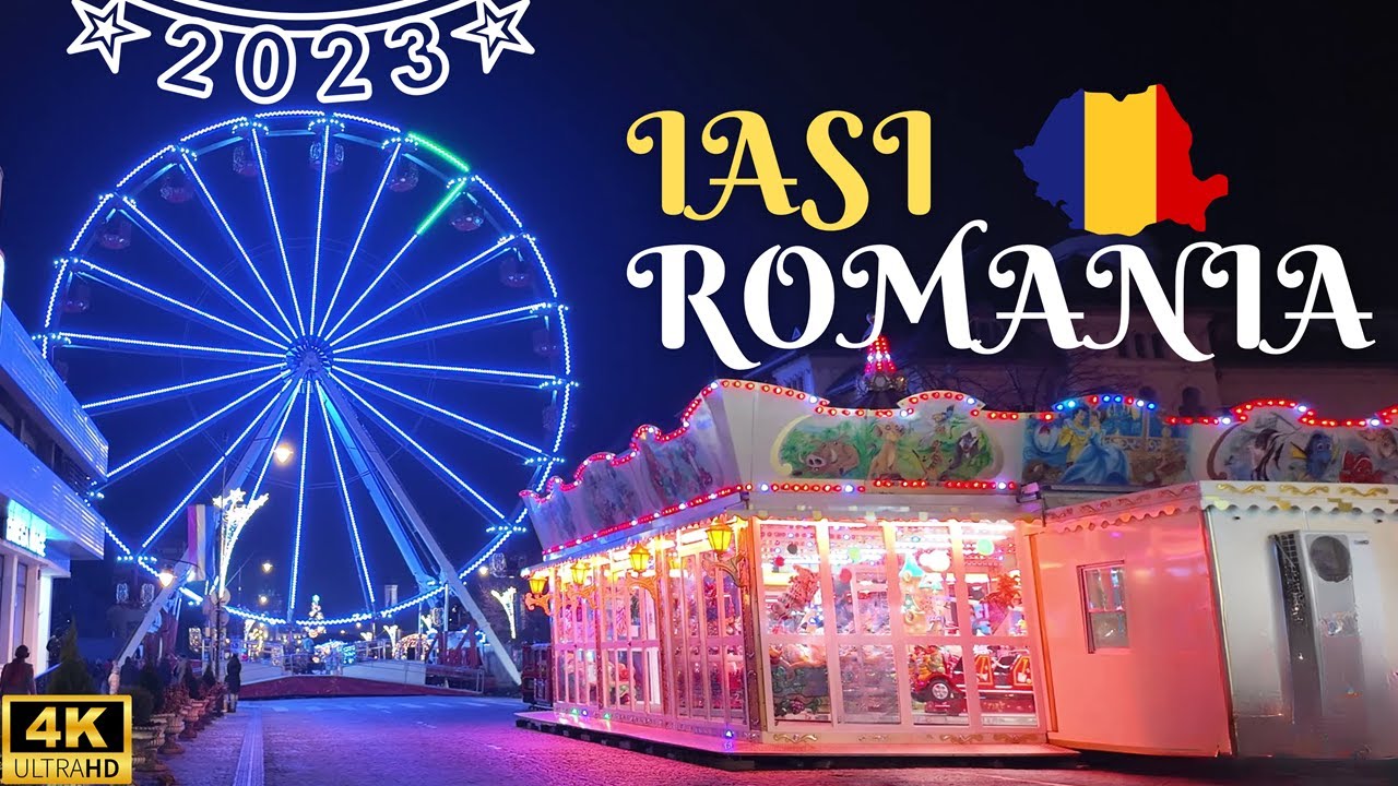 Iasi, Romania - Iasi Christmas Lights 2023 | Christmas Walk 4K | Iasi 4K | Walking Xavier