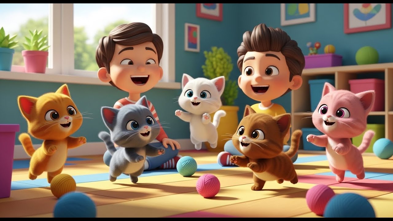Vijf kleine kittens spelen, spelen, spelen | Vrolijke Kattenliedjes & Kinderliedjes