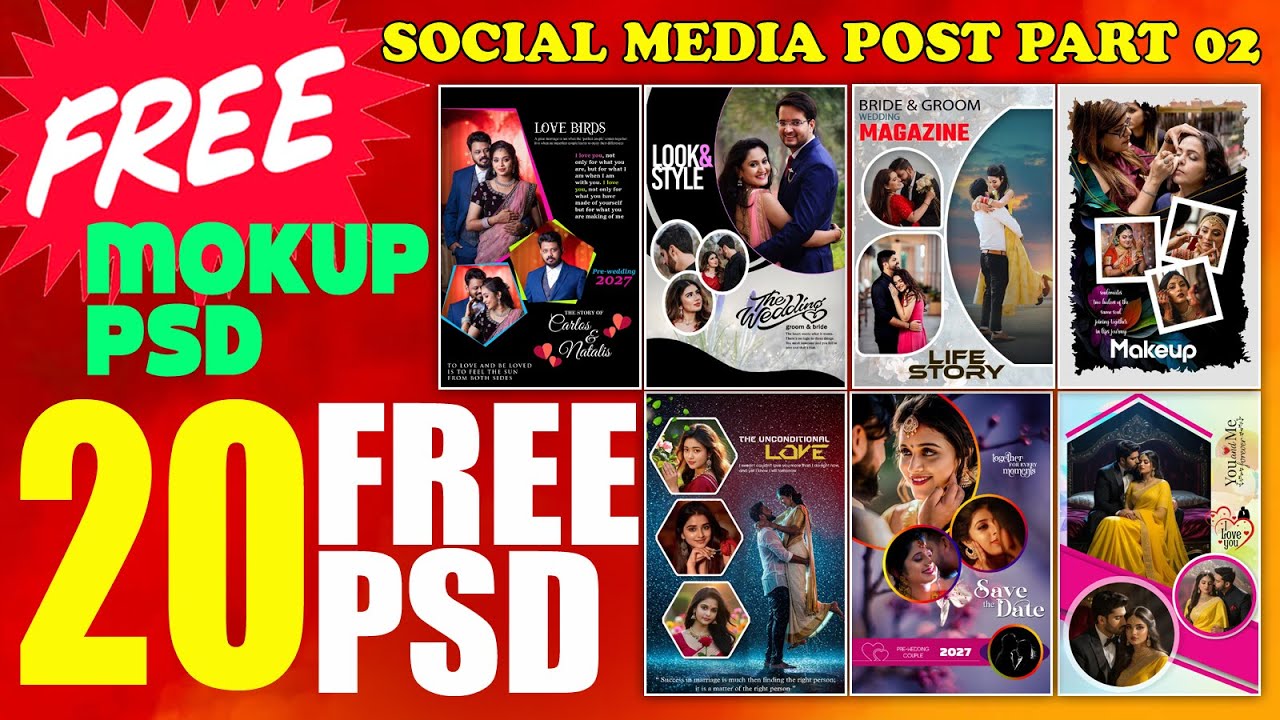 FREE DOWNLOAD 20 Mockup PSD SOCIAL MEDIA POST PART-02 | For whatsapp , Facebook|#pasdigi