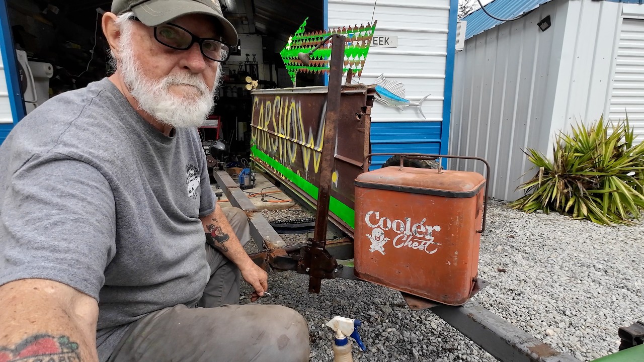 Finishing touches on the Car Show sign