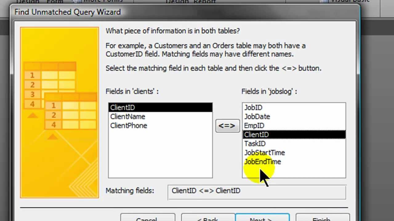 Create a Find Unmatched Query in Access