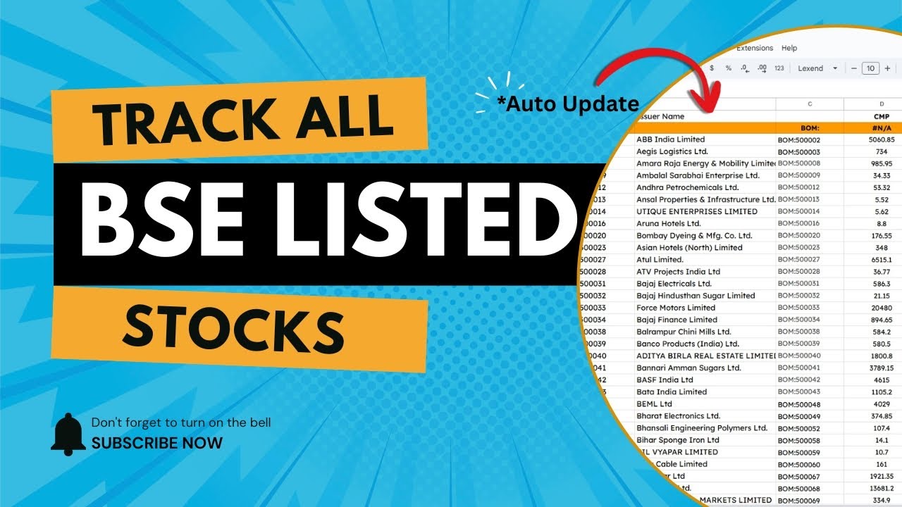 How to Track Stocks on Google Sheets | Track BSE List of Stocks