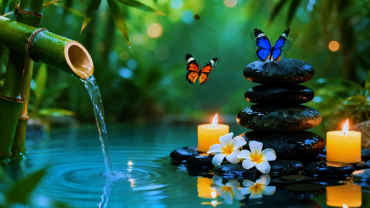 Relaxing Sleep Music + Bamboo Water Sounds 🌿 Deep Healing and Meditation Music Relax Mind Body, Spa