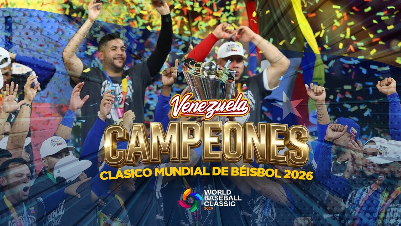 Entre l&aacute;grimas el equipo de Noticias Venevision celebra la victoria de Venezuela en el CMB 2026