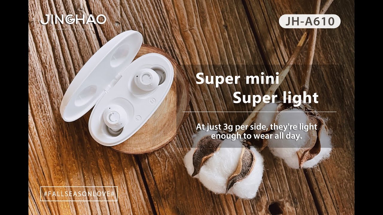 JH-A610 mini rechargeable ITE hearing aids earbuds appearance and prevent feedback manual