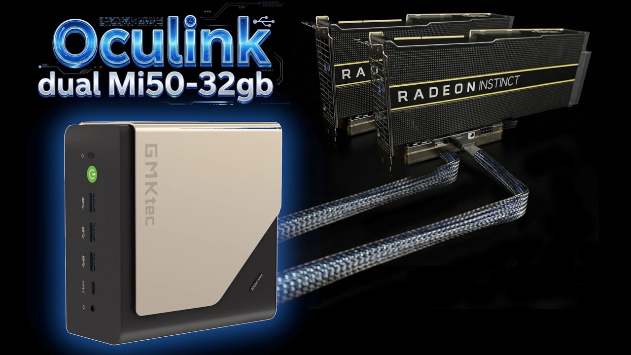 Две внешние видеокарты AMD Mi50-32gb, Oculink: CachyOS, мини-ПК GMKtec Evo T1 с установленными пр...