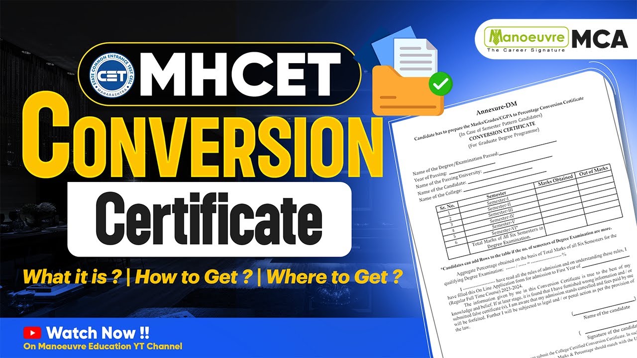 MAH MCACET 2024 What Is Conversion Certificate? | How To Get?  | CAP Round
