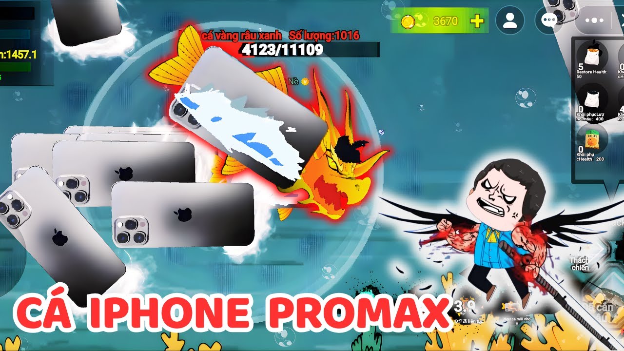 UPDATE SỨC MẠNH CỰC BÁ CỦA CÁ RỒNG IPHONE PROMAX TRONG GAME CÂU CÁ VẠN CÂN
