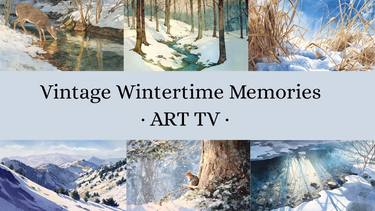 Vintage Winter Frame TV Art | Cozy Relaxing 4K Gold Frame Screensaver for Home Background Wallpaper