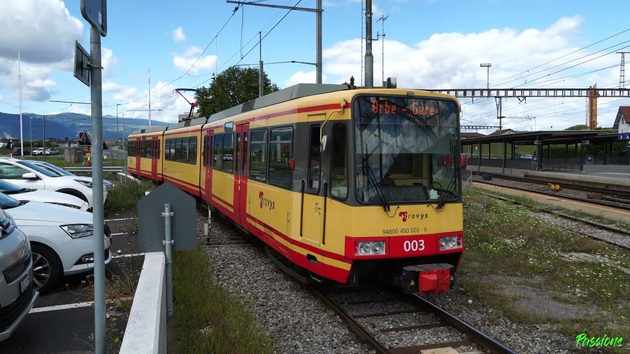 Trafic ferroviaire avec les Be 4/8 450 Düwag GT8-100C/2S Tram-Train | Travys | OC Orbe Chavornay
