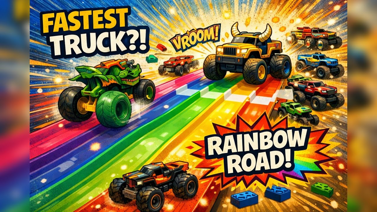 САМЫЙ БЫСТРЫЙ МОНСТР-ТРАК?! 🚚💨 Гонка Hot Wheels по Радужной дороге!
