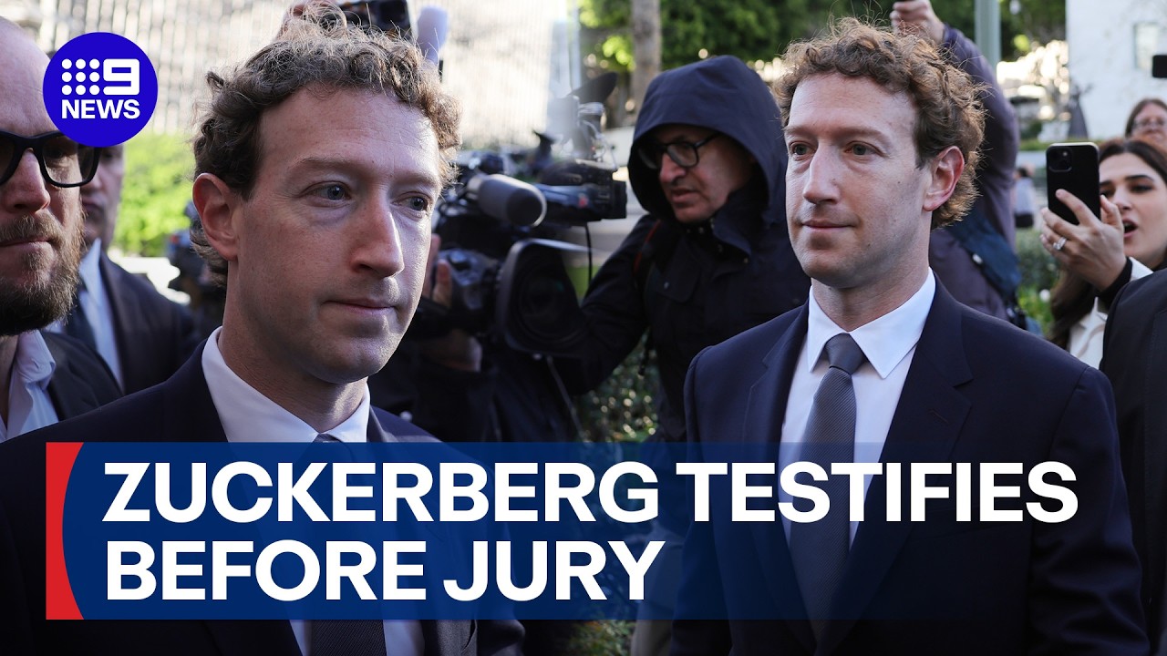 Mark Zuckerberg testifies before jury over social media harm to young users | 9 News Australia