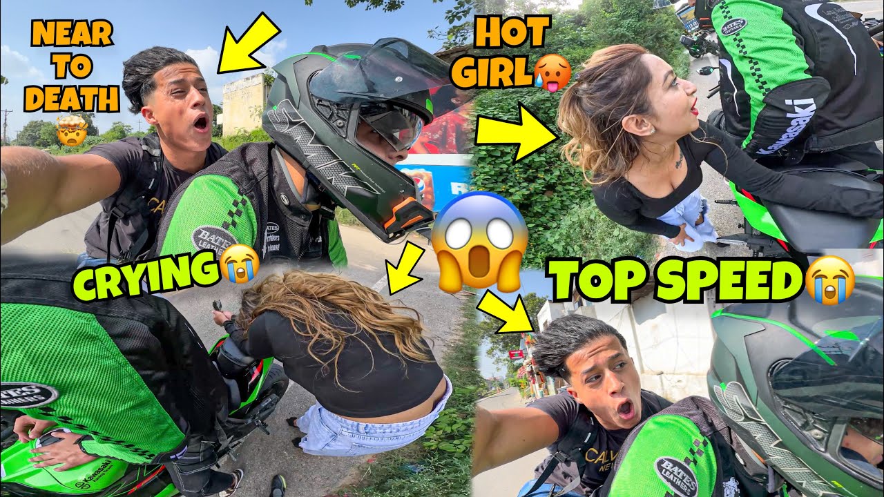 Almost Dead on Zx10R😱| Hot Girl Crying😭 | ZX10r Top speed😱 Crazy speed Reaction on Kawasaki Zx10R