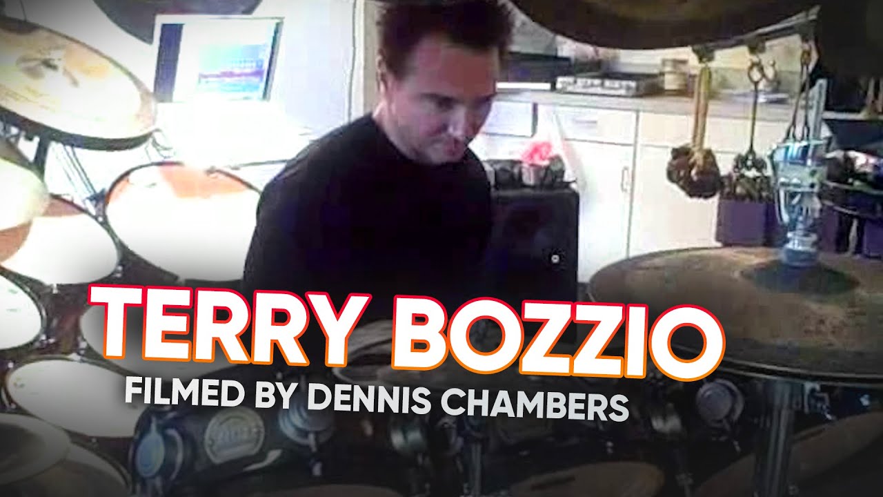 Dennis Chambers films Terry Bozzio playing on his kit (DC Archive)