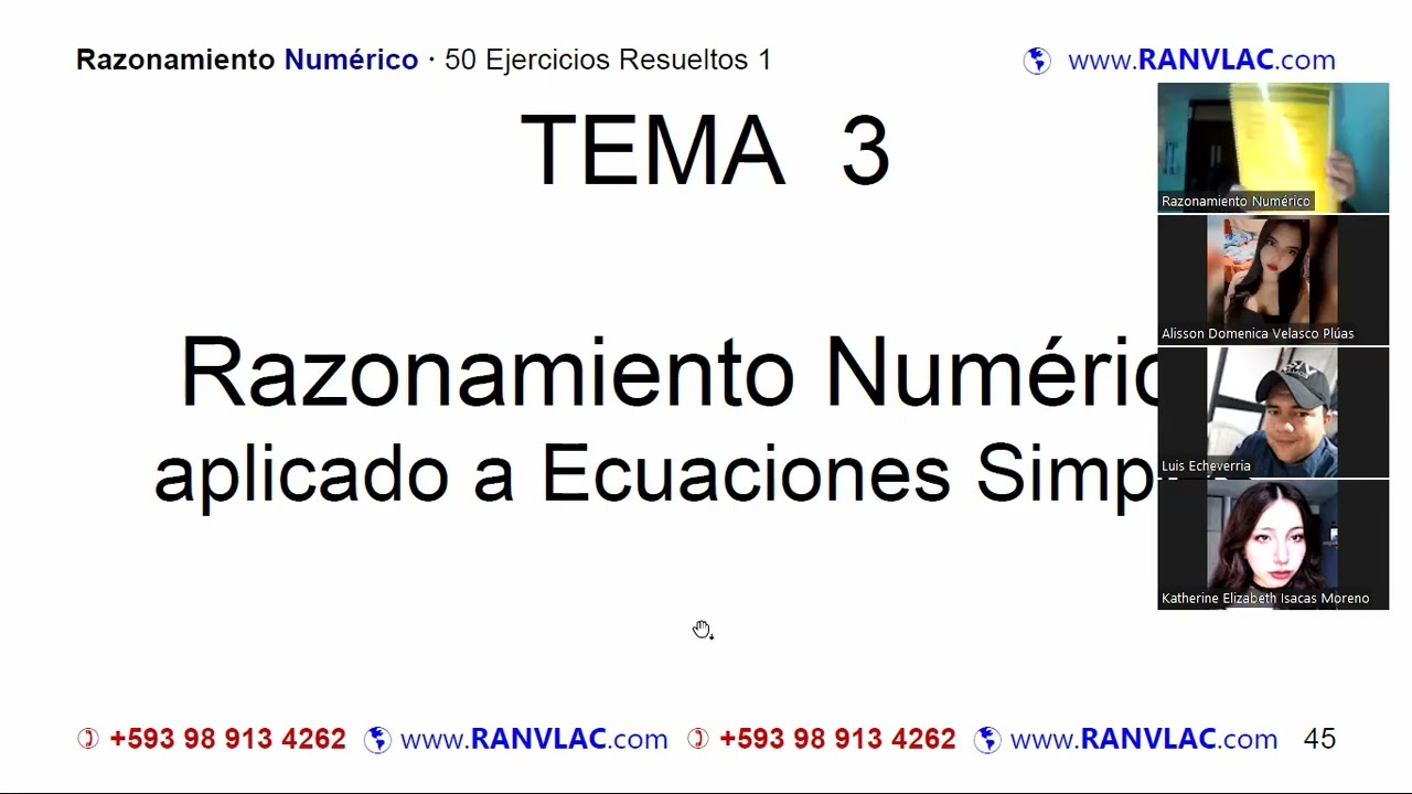 Razonamiento Numérico | Ecuaciones Simples, Relaciones Numéricas
