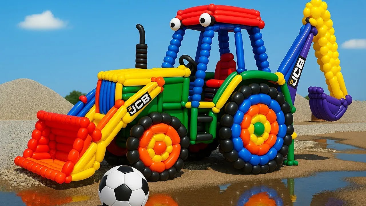 The mascot vibrato JCB and Tractor on the football field is popular, co-produced and creative
