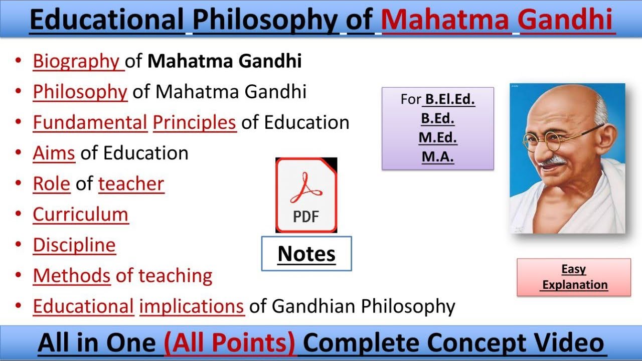 Educational Philosophy of Mahatma Gandhi | Easy Explanation for B.Ed./D.El.Ed./M.Ed./B.El.Ed. & All