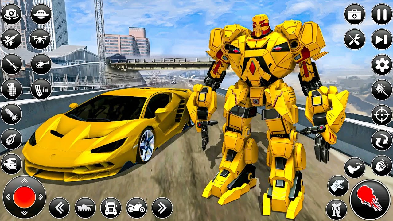 Flying Jet Car Transformation Robot Game 2026 Mission Robot Fight in City - Android Gameplay
