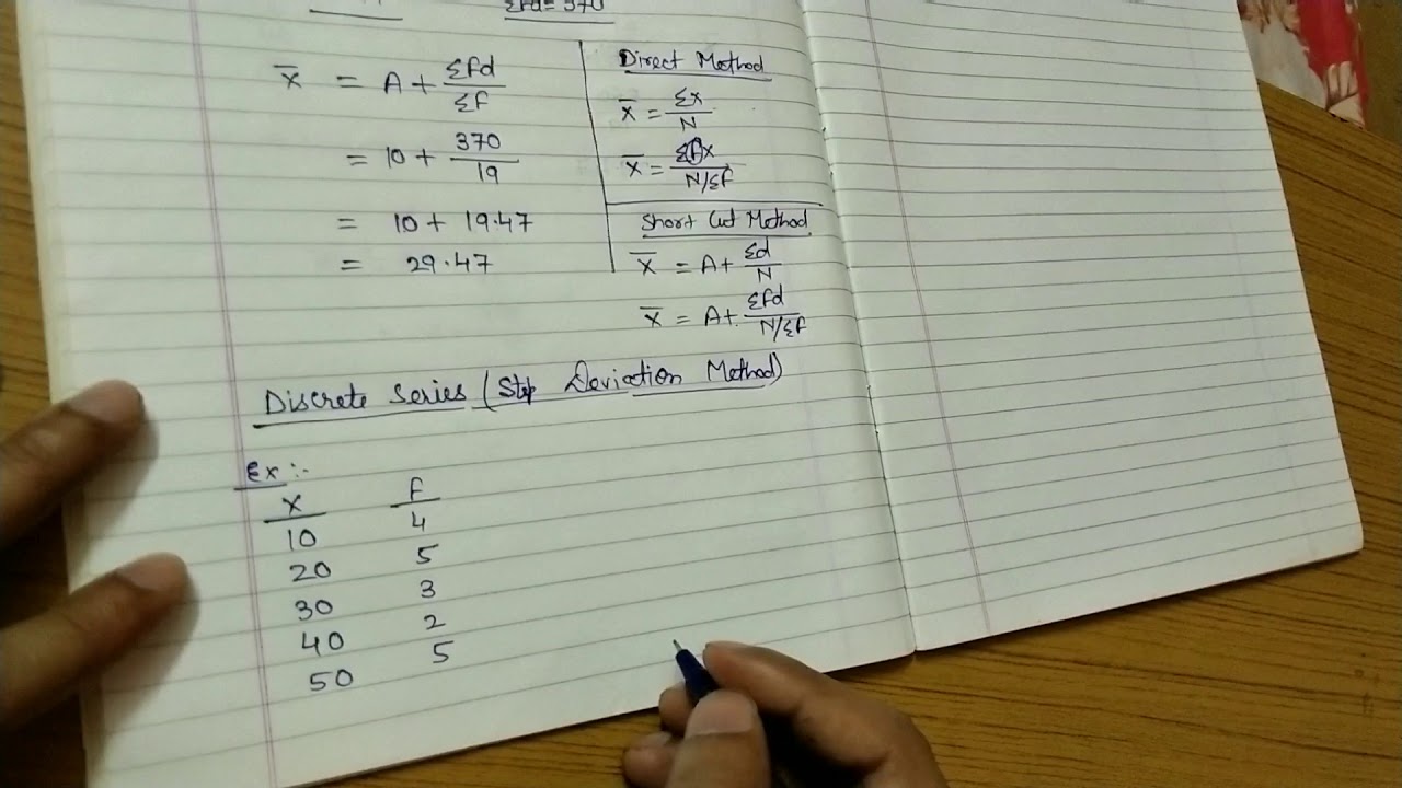 Class-11 Statistics (Mean-Discrete Series by shortcut method and step deviation method)