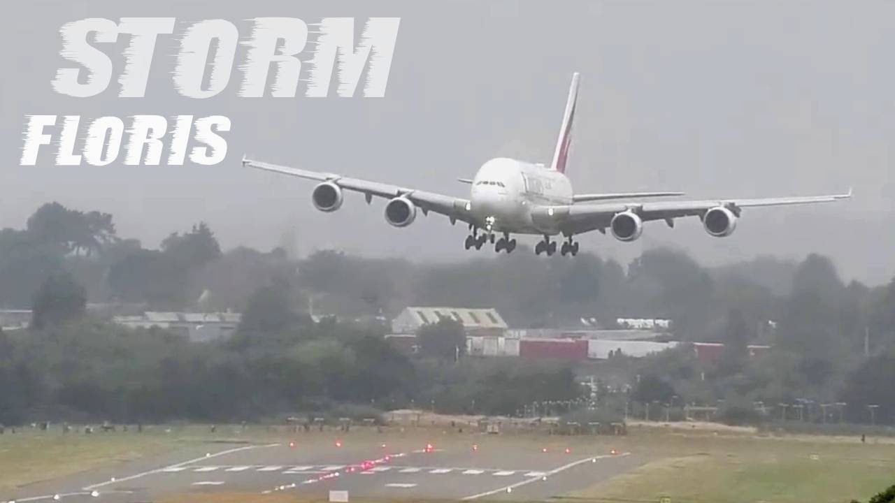 Airbus A380-800 Landing during STORM FLORIS✈️ Birmingham Airport ( BHX )