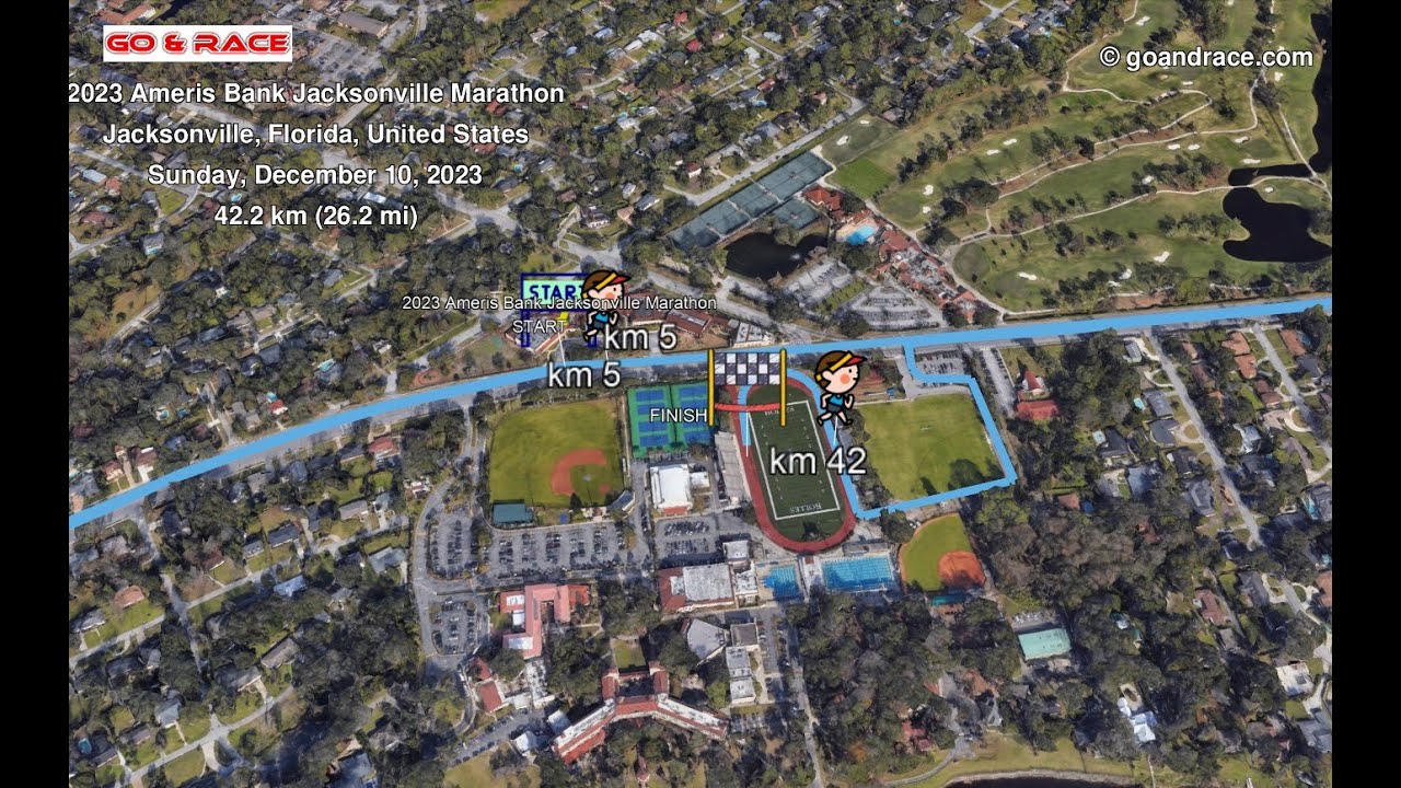2023 Ameris Bank Jacksonville Marathon: fly over the marathon 3D course map!