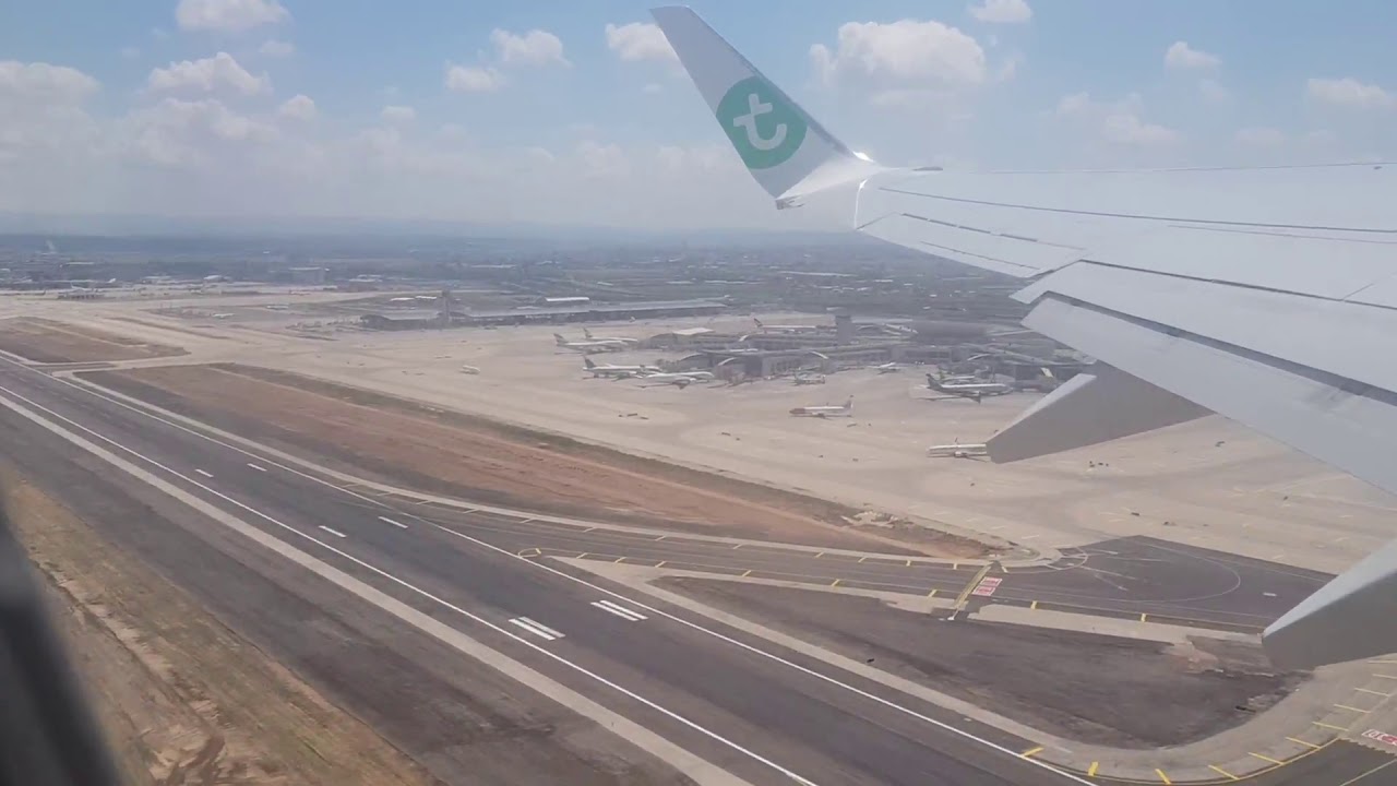 Takeoff from Tel Aviv Ben Gurion Airport onboard Transavia B737-800