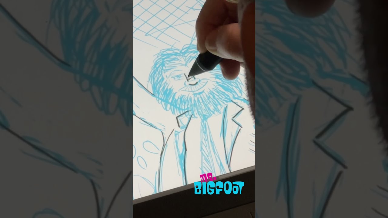 Pencilling Mr Bigfoot's face