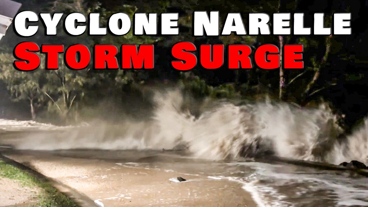 Storm surge impacts Cairns QLD ahead of CAT5 Cyclone Narelle