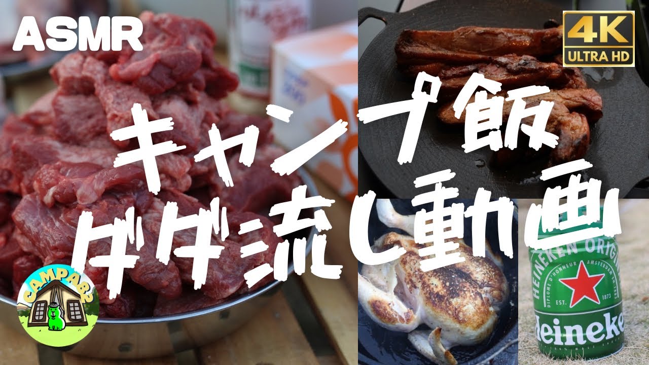 【ASMR】キャンプ飯とたき火ダダ流し動画