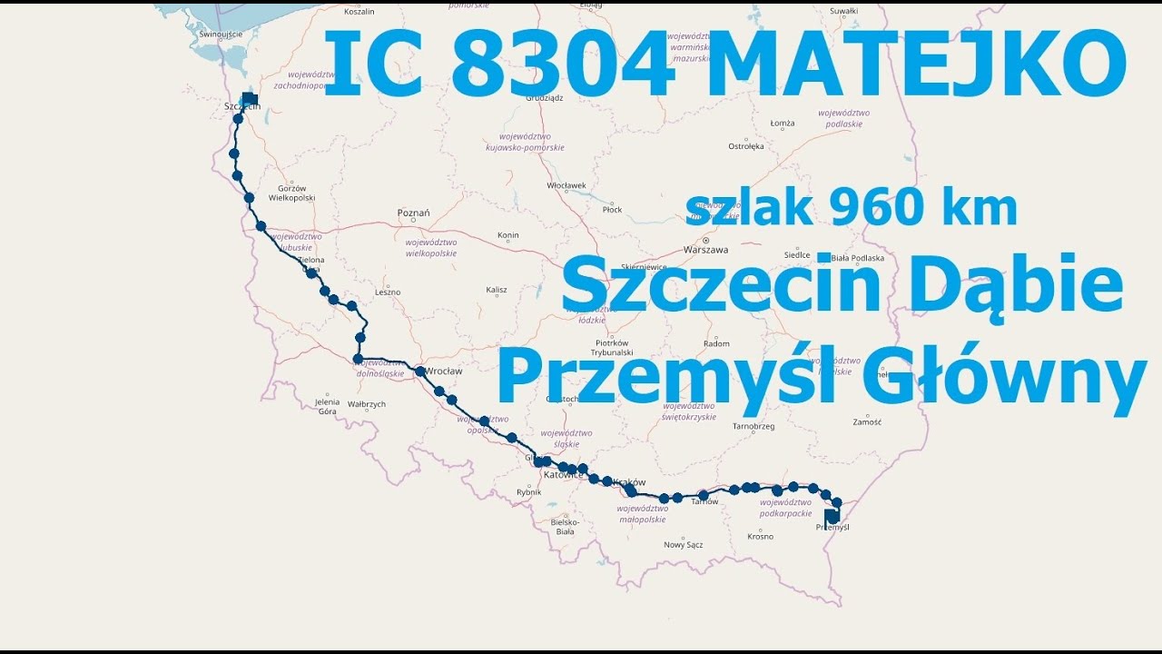 IC 8304 MATEJKO EP07-1050 szlak 960 km : SZCZECIN DĄBIE - PRZEMYŚL GŁÓWNY #pkpintercity