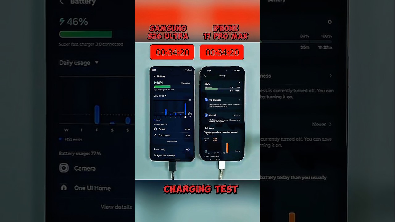 ⚡😱 SAMSUNG S26 ULTRA VS IPHONE 17 PRO MAX CHARGING TEST!!