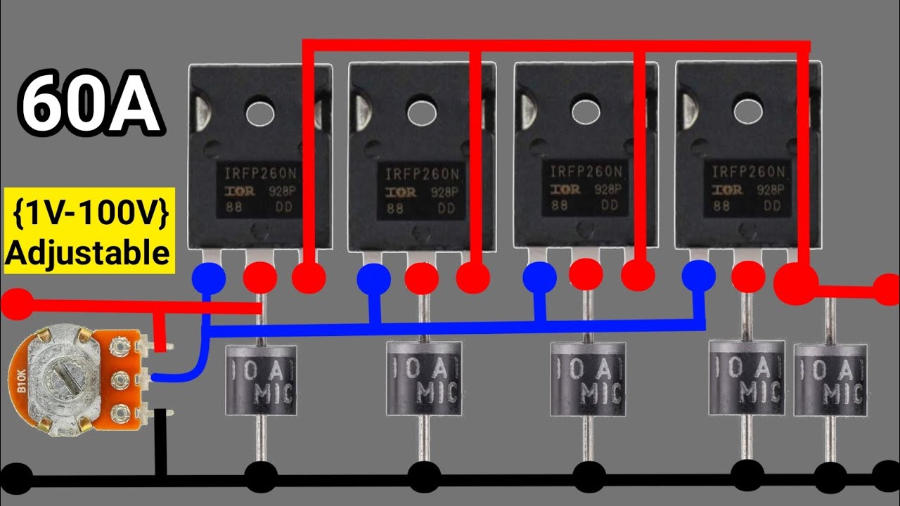 How To Make High Current Adjustable Voltage Regulator Using Mosfets | Voltage Controller