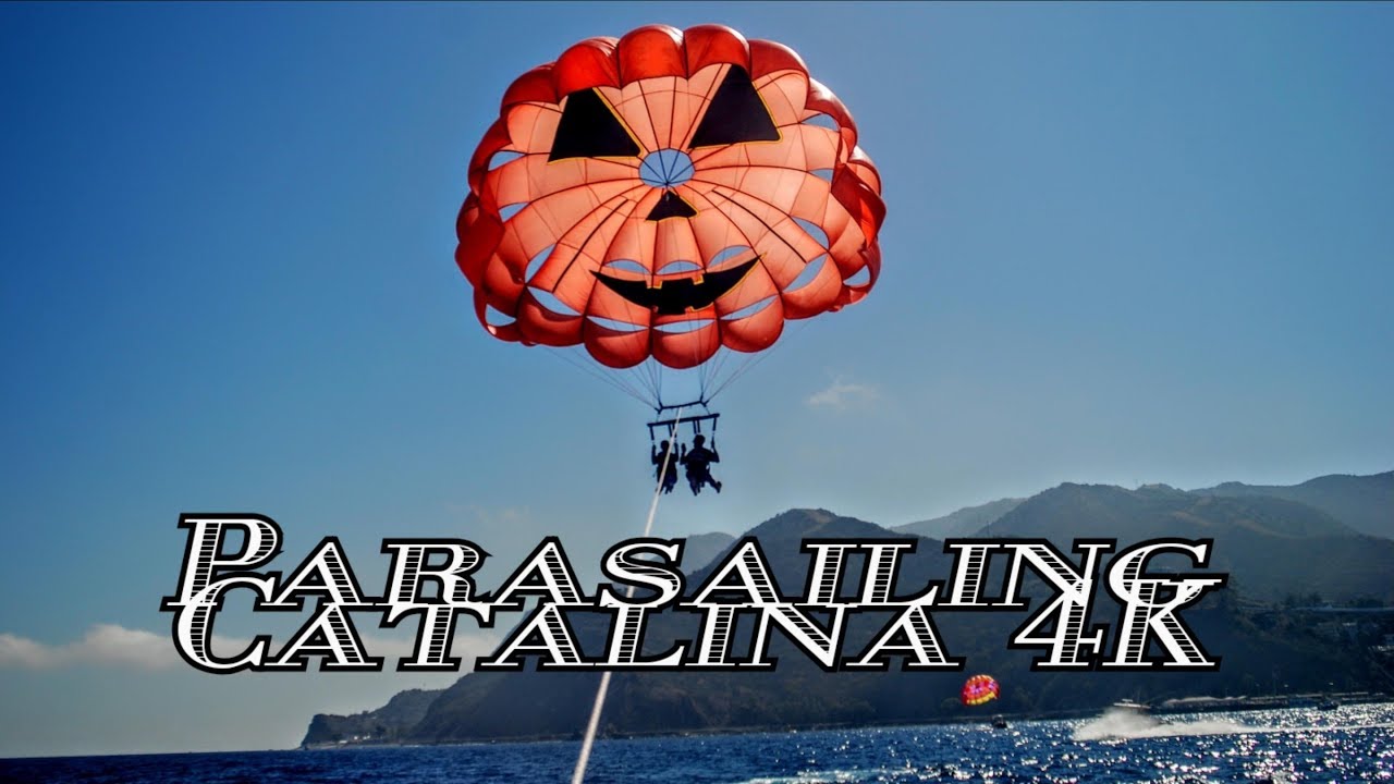 Parasailing Avalon Harbor at Catalina Island CA in 4k