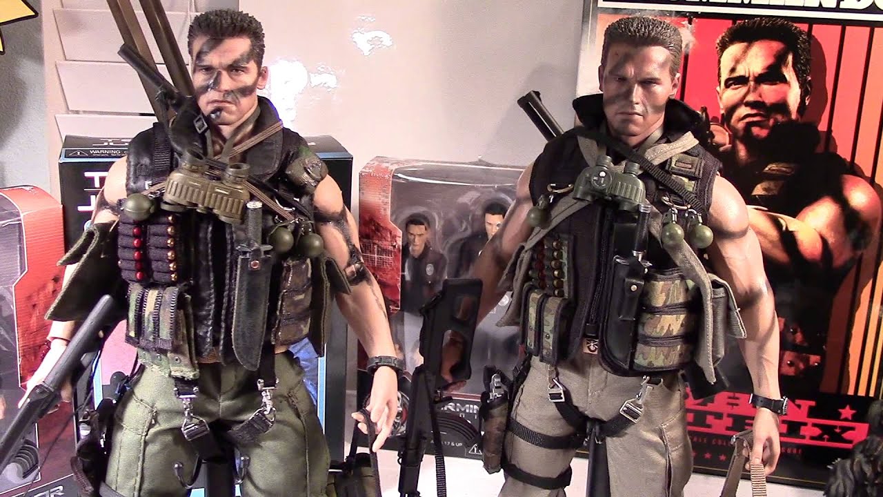 12" 1/6 Hot Toys COMMANDO JOHN MATRIX FIGURE Review & Comparison to CUSTOM VERSION!