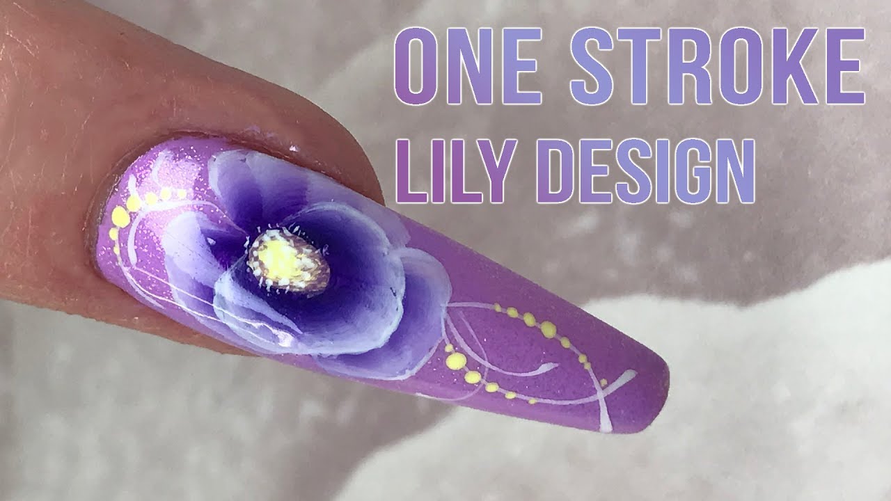 One Stroke Lily Design - Step by Step Nail Art Tutorial