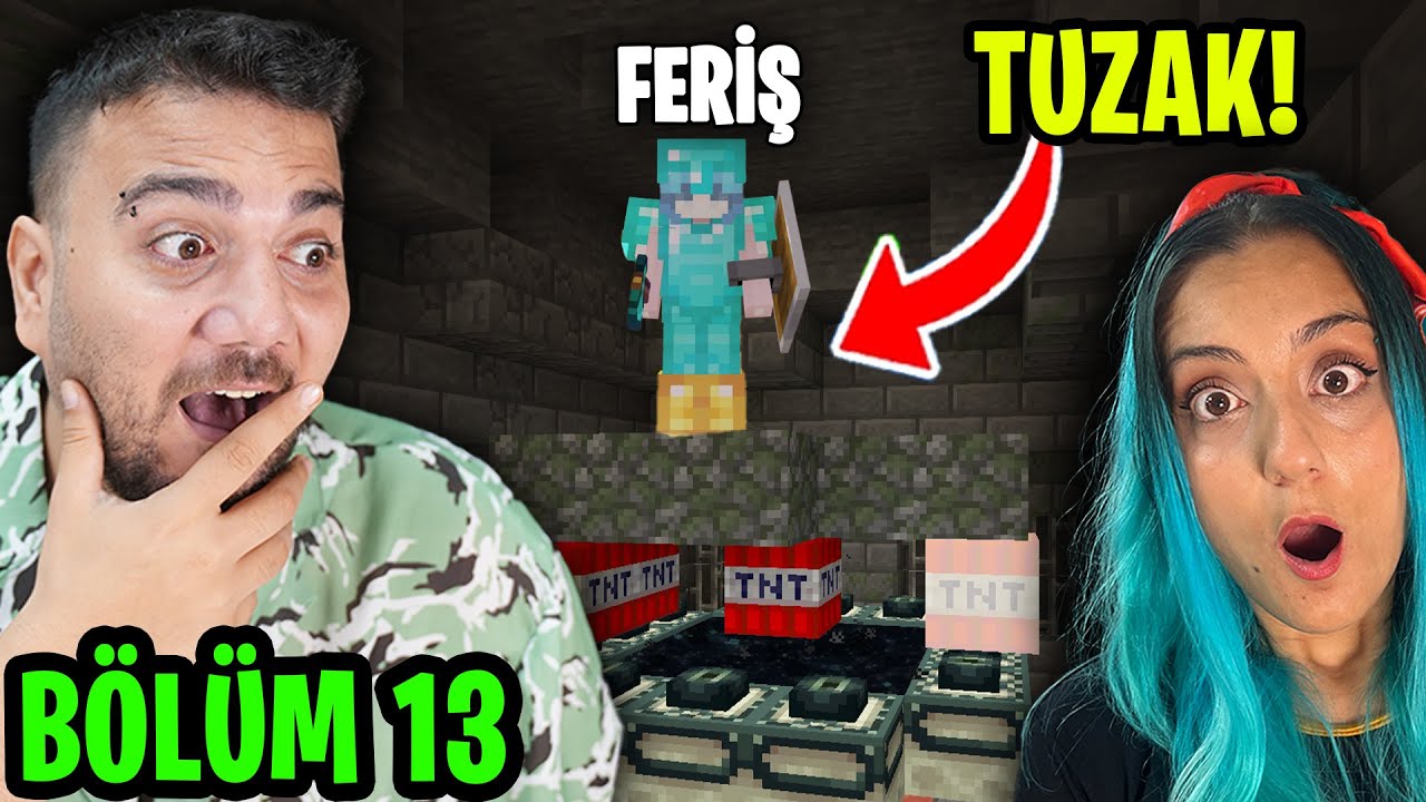 (KORKUDAN AĞLADI!) KIZ ARKADAŞIMA ENDER DRAGON TUZAĞI 😂 EKİPLE MİNECRAFT SURVİVAL BÖLÜM #13
