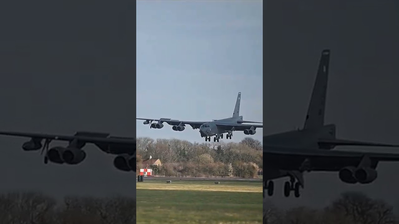 Buff landing during gusty winds #b52 #landing