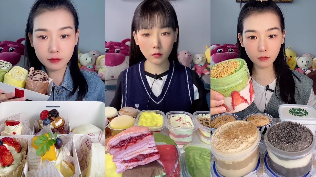 Kwai Dessert ASMR (container cake, crepe cake, puff cake...) | Eating Sounds