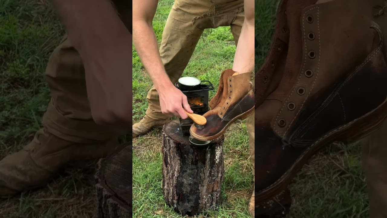 Water-Proofing my Boots! #hobnailboots #boots #logger #cabin #lumberjack #outdoors #bushcraft #oil