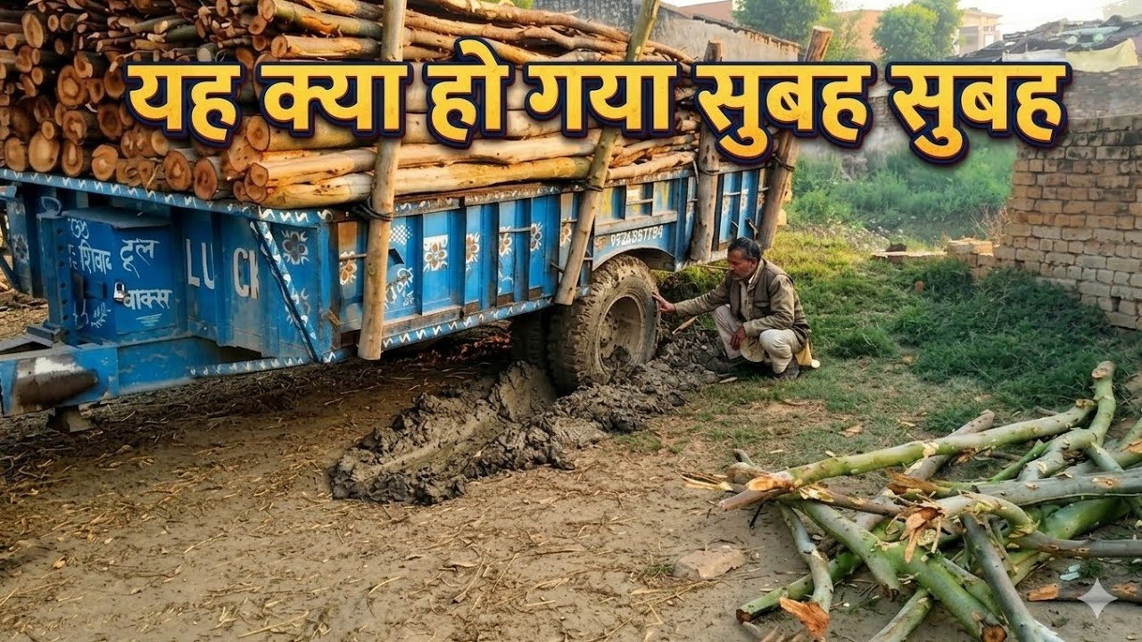 लकड़ी की भारी ट्रॉली मिट्टी में धंसी! 🚛 क्या इसे निकाल पाएंगे? Trector vlog vishal 