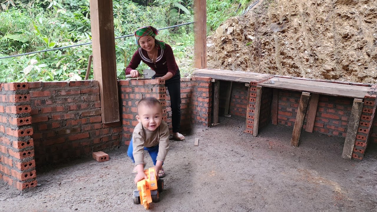 Construction of a support base for the kitchen counter to install a gas stove for daily cooking.