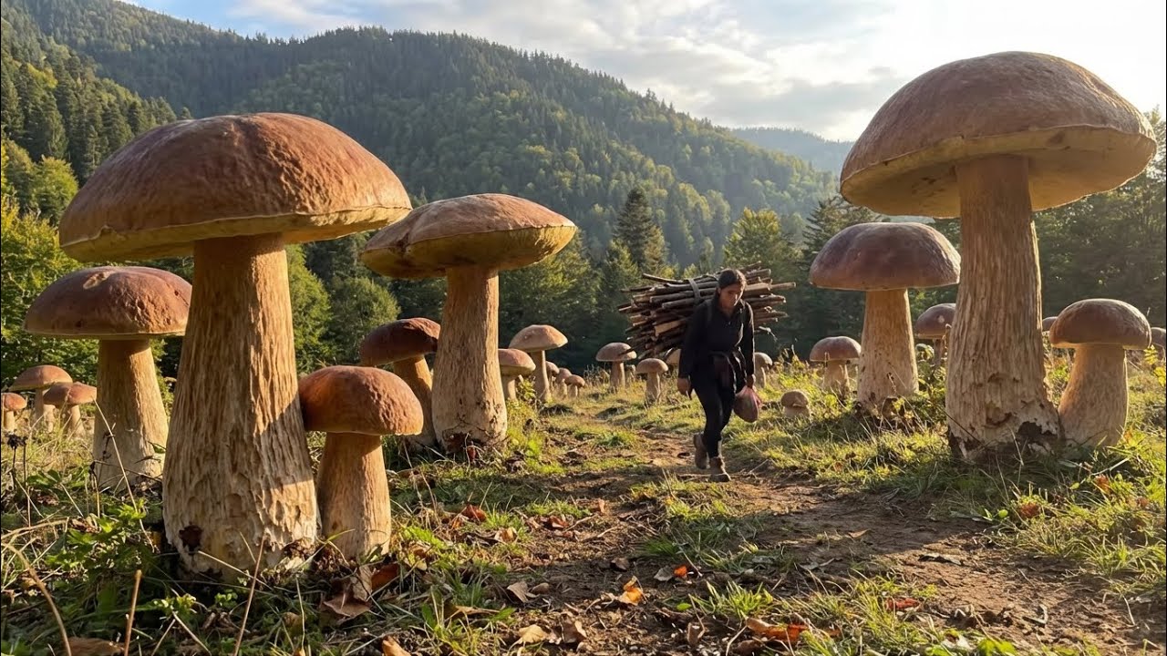 Finding Wild Mushrooms in the Forest 🍄 #food #eating #cooking 