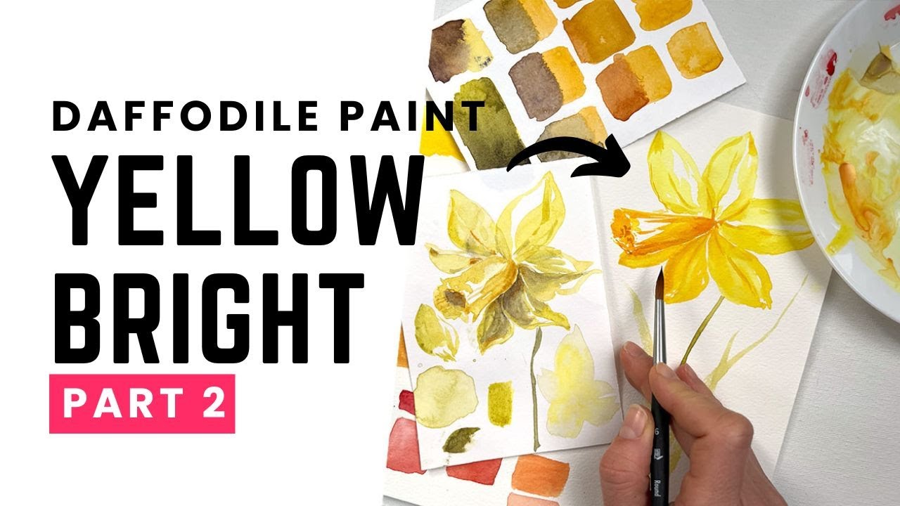 How to paint yellow Daffodile flowers bright with watercolour (Part 2)