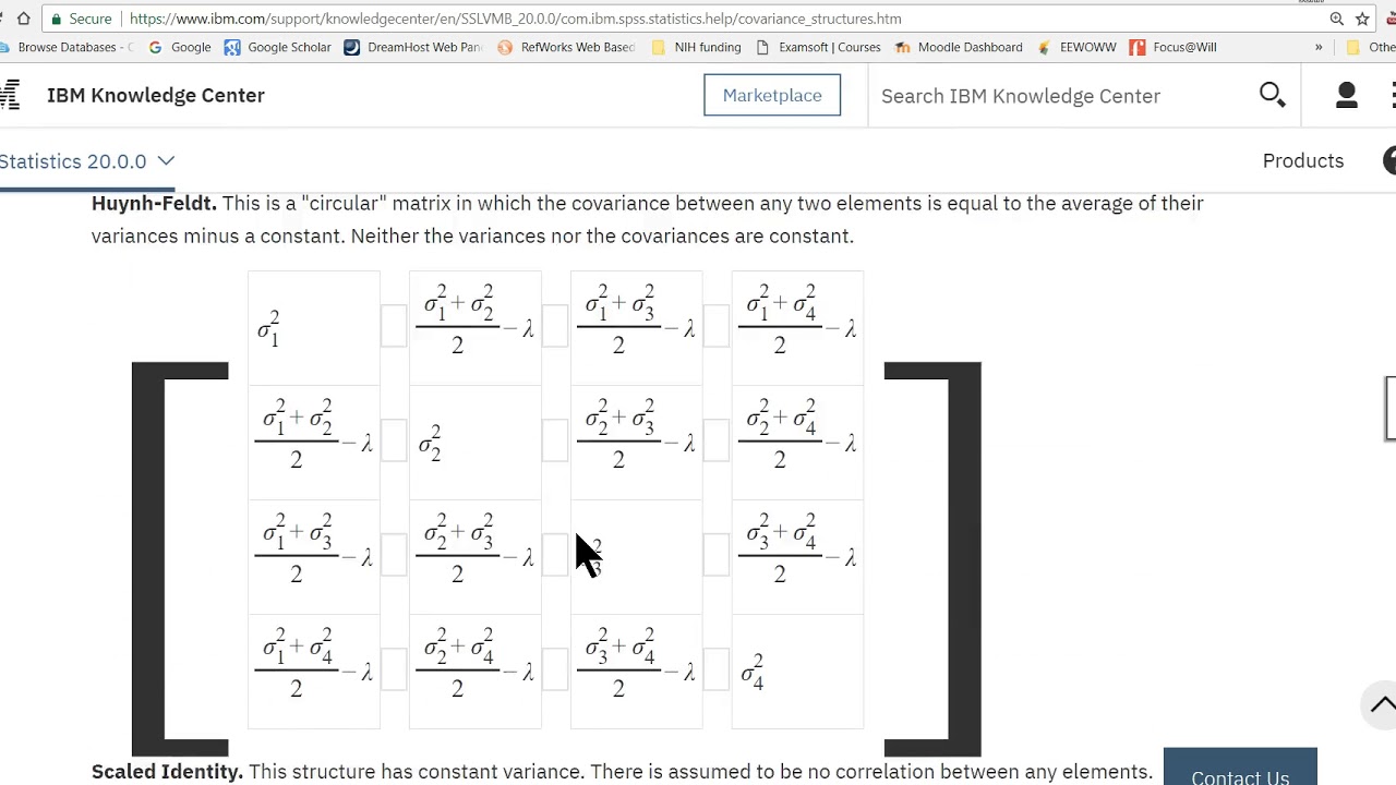 Covariance structure in Mixed Models