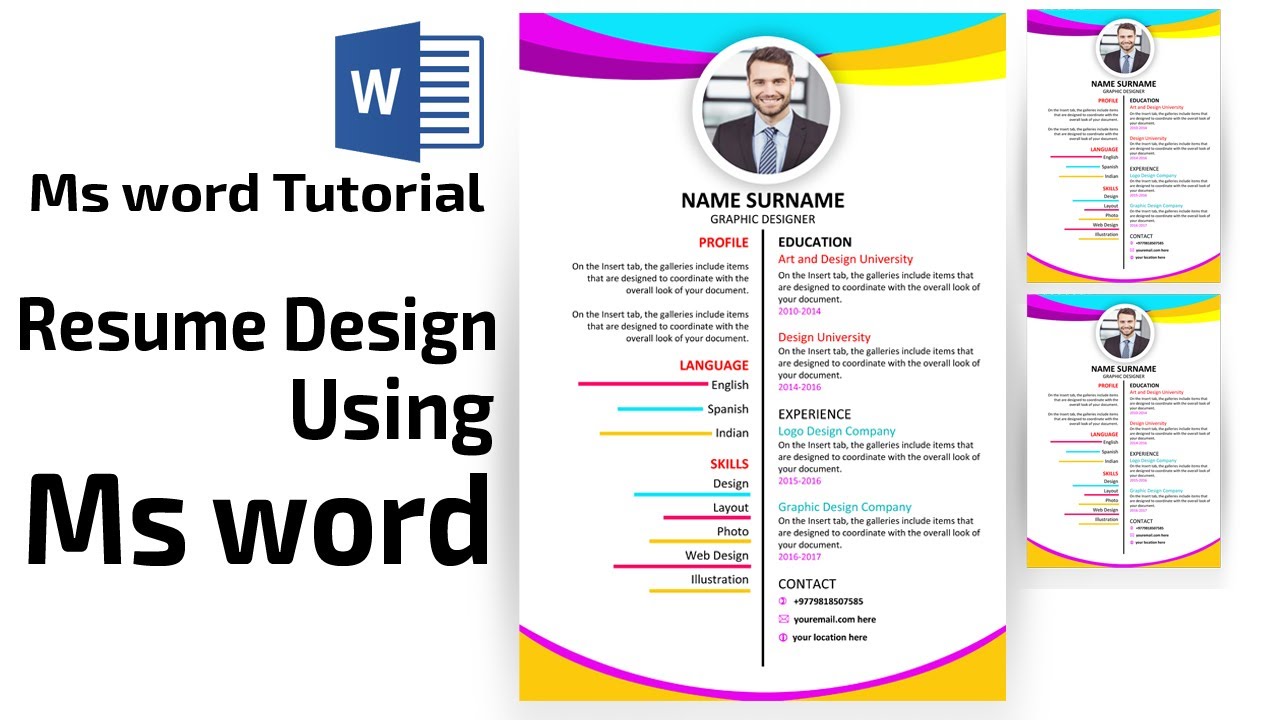 Word Tutorial:- Colorful Creative Resume Design in Ms word | Bio Data, CV Making Tutorial in Ms word