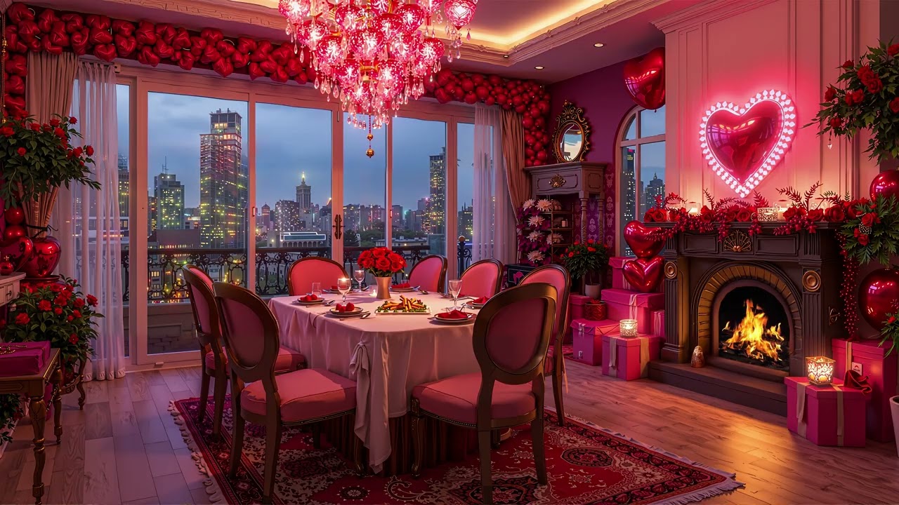 Cozy Valentine’s Day Living Room | Soft Romantic Jazz Ambience for Relaxing
