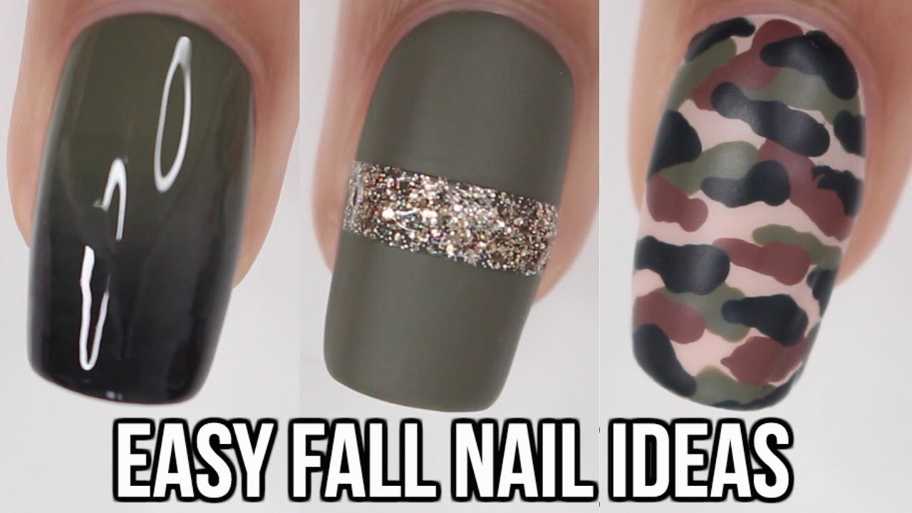 5 QUICK & EASY Fall Nail Ideas! | Olive Green Nails